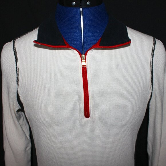 VTG L-RL Lauren Ralph Lauren Active Waffle Knit 1/4 Zip Aztec Logo Long Sleeve - Picture 2 of 14